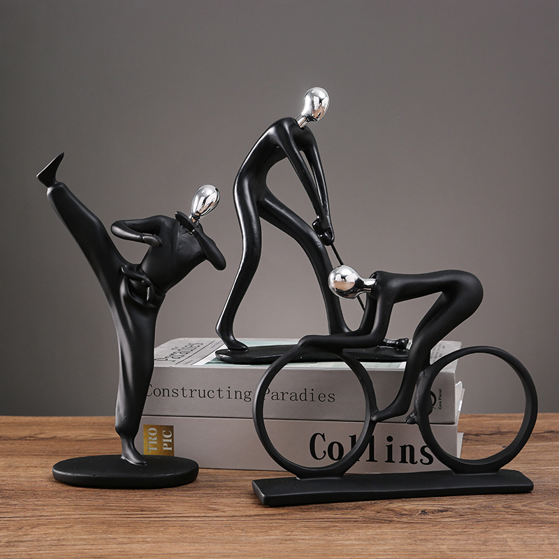 Newton Cradle Large - Negro moderno abstracto resina bicicleta ciclista